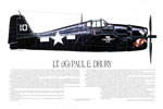 "F6F Navy Ace Paul Drury" - Ernie Boyette - World War II Aviation Art